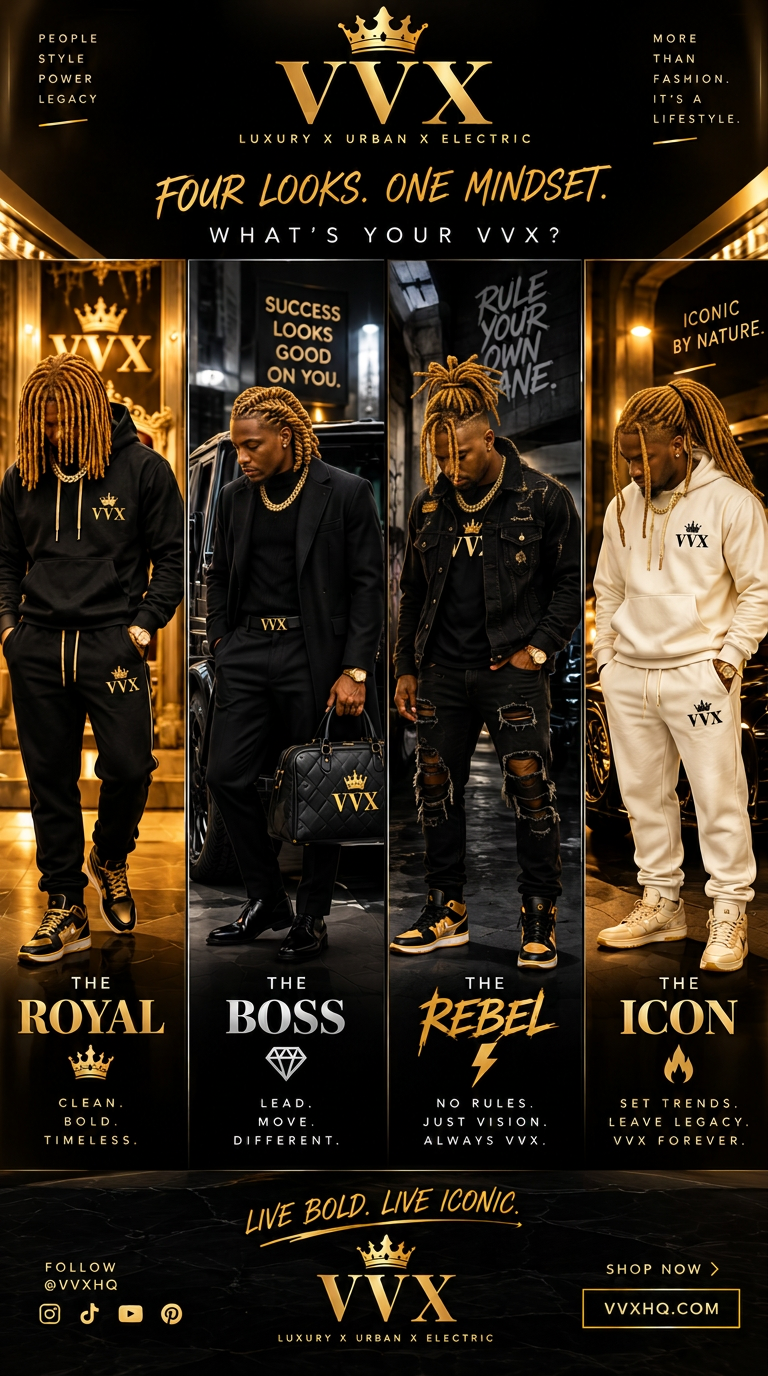 VVXHQ The Royal, The Boss, The Rebel and The Icon men's collections