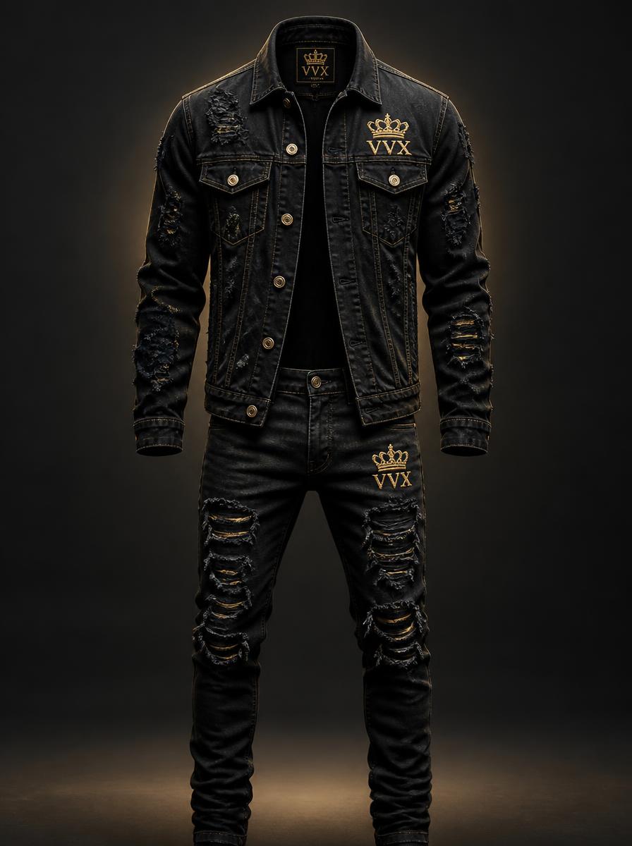 VVXHQ men's VVX The Rebel Denim Set in Onyx Black, No rules. Just vision. Always VVX.