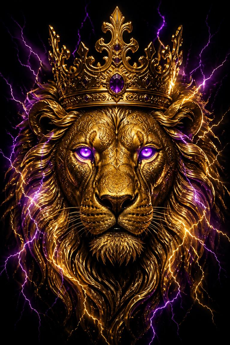 VVX crowned golden lion with purple lightning, emblem of the Winter Royalty Couple 2026 contest