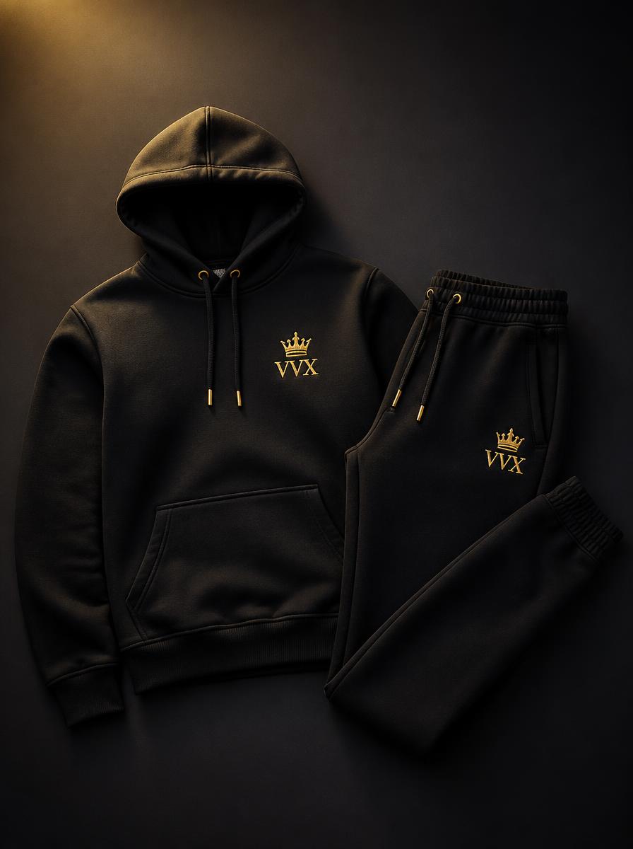 VVXHQ men's VVX Royal Tracksuit Set in Onyx Black, Clean. Bold. Timeless.