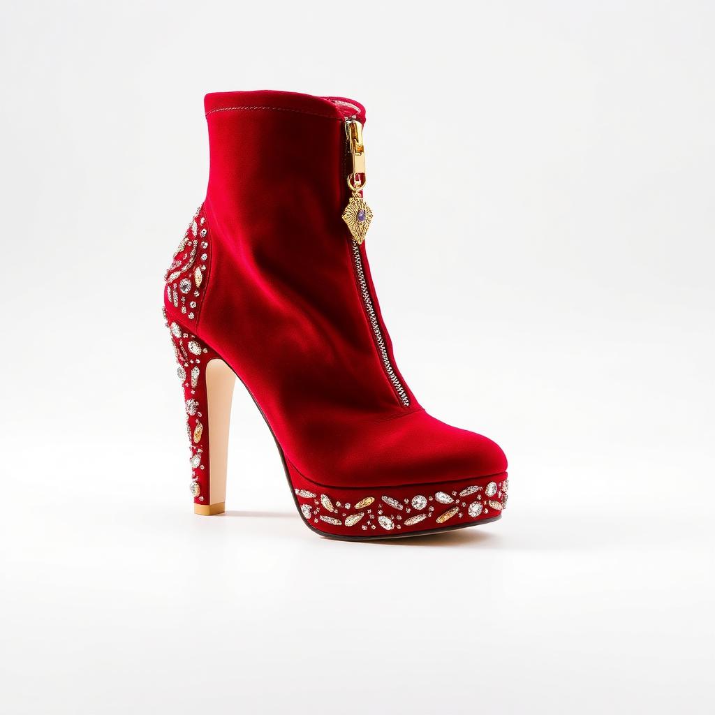 VVXHQ footwear Ruby Crystal Platform Bootie in Ruby Noir, Crystal-set heel and platform