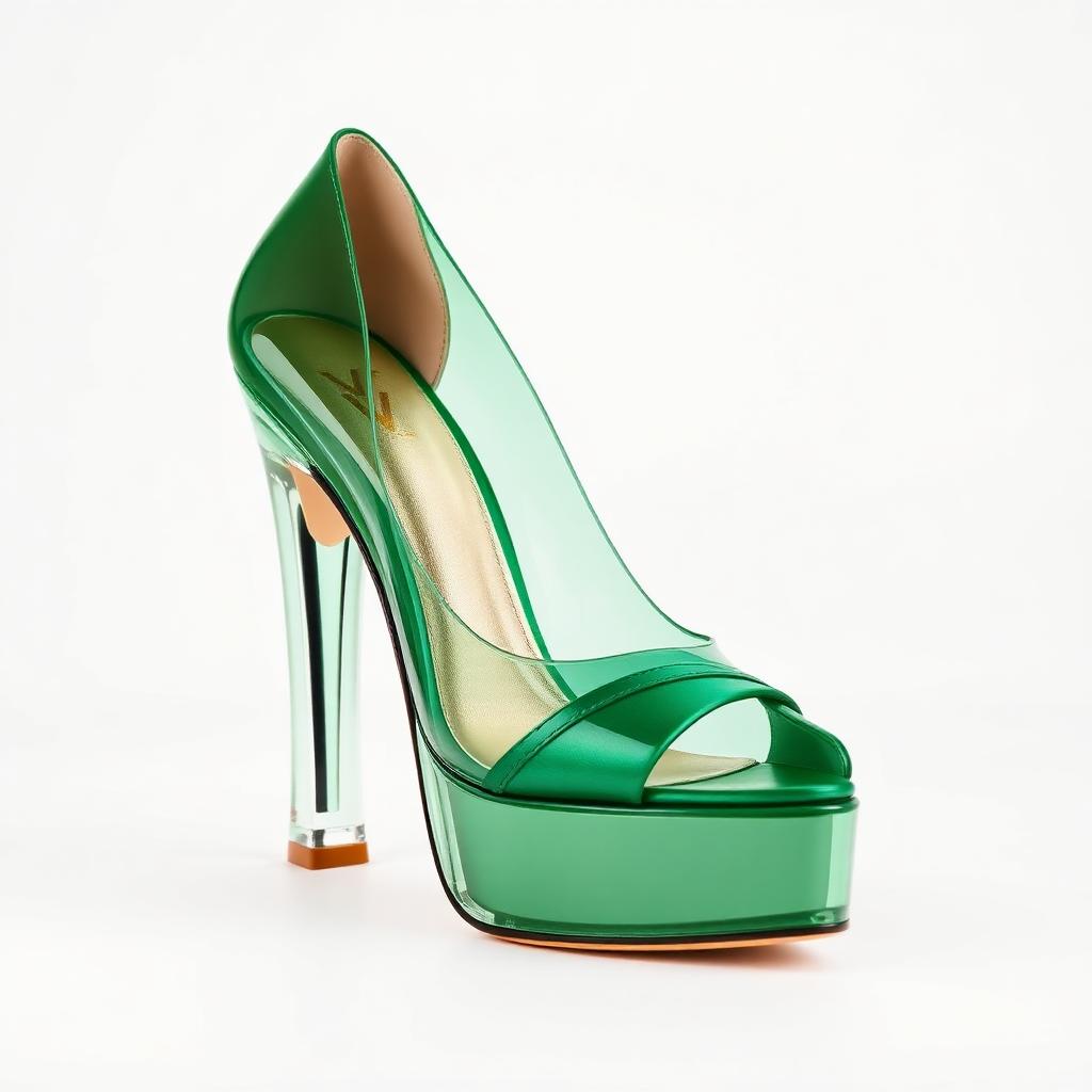 VVXHQ footwear Jade Empire Clear Pump in Jade Empire, Translucent platform pump