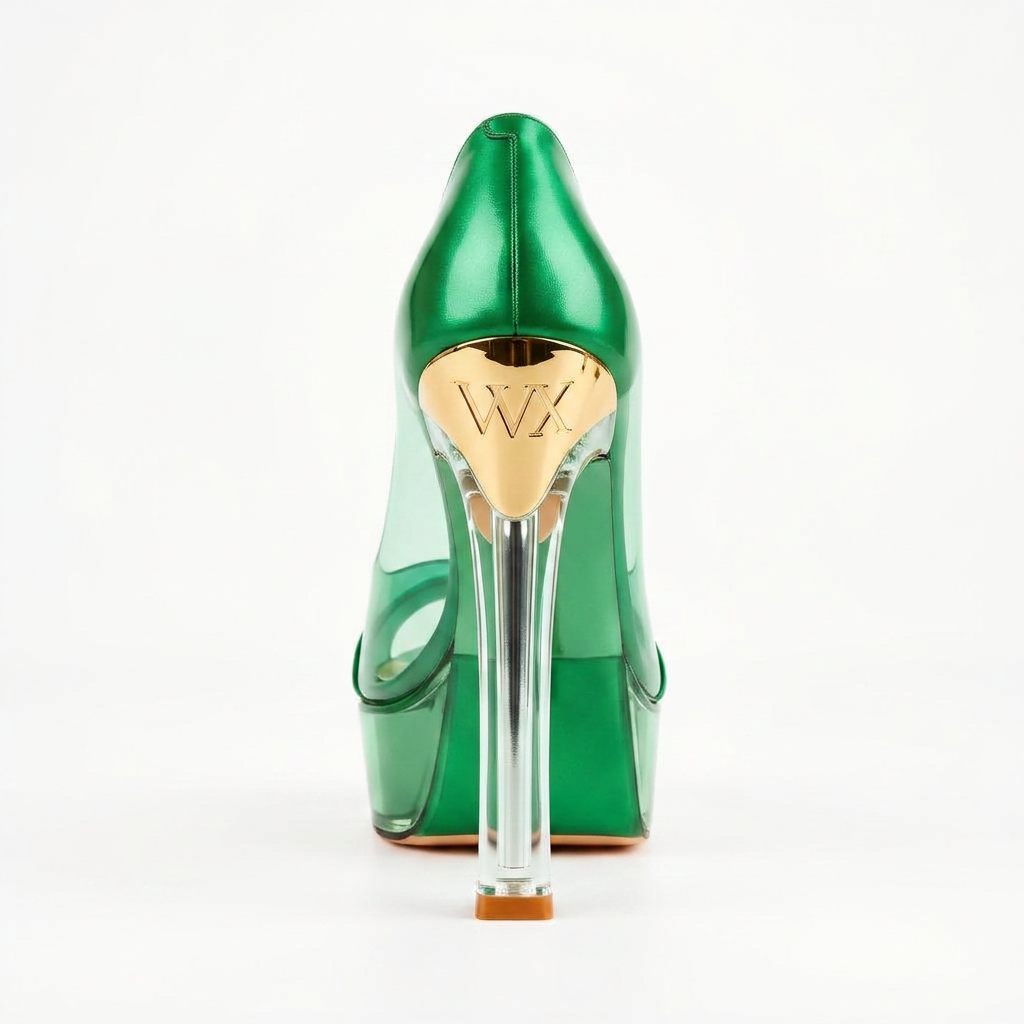 VVXHQ footwear Jade Empire Clear Pump in Jade Empire — Translucent platform pump, view 3 of 3