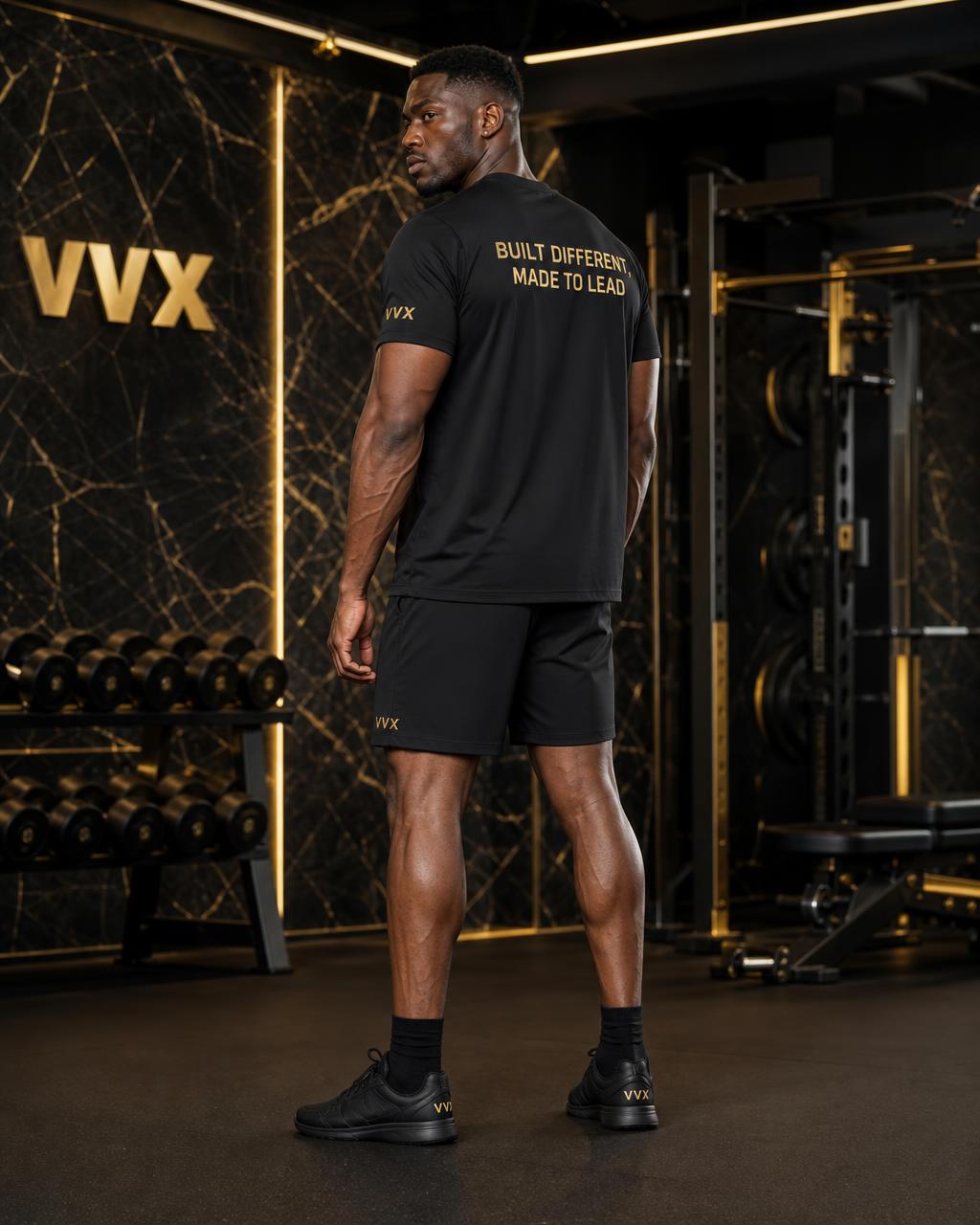 VVXHQ sportswear Built Different Performance Tee in Onyx Black — Built Different, Made To Lead, onyx training tee