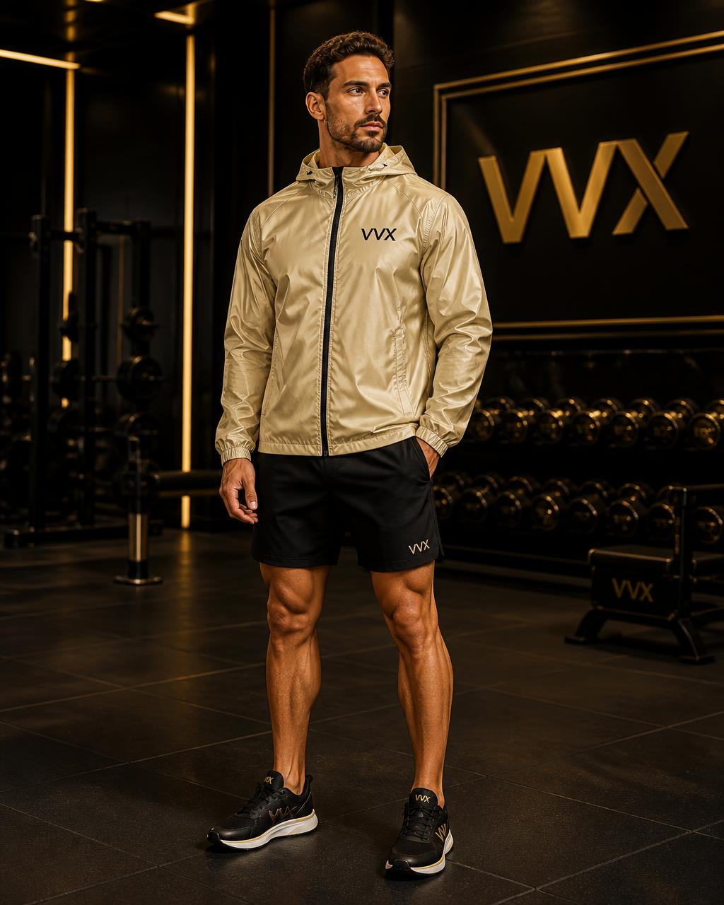 VVXHQ sportswear Champagne Gold Windbreaker in Champagne, Champagne packable running shell